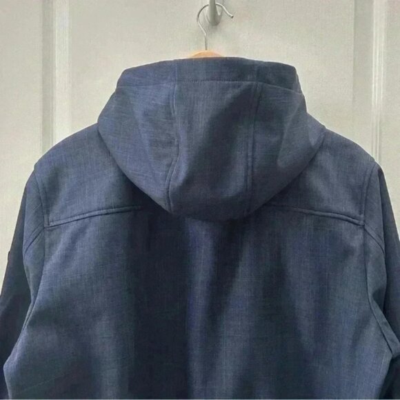 Guess Mens Bomber Jacket Hooded Casual Fall Navy Blue and Black Size Medium - Picture 7 of 12